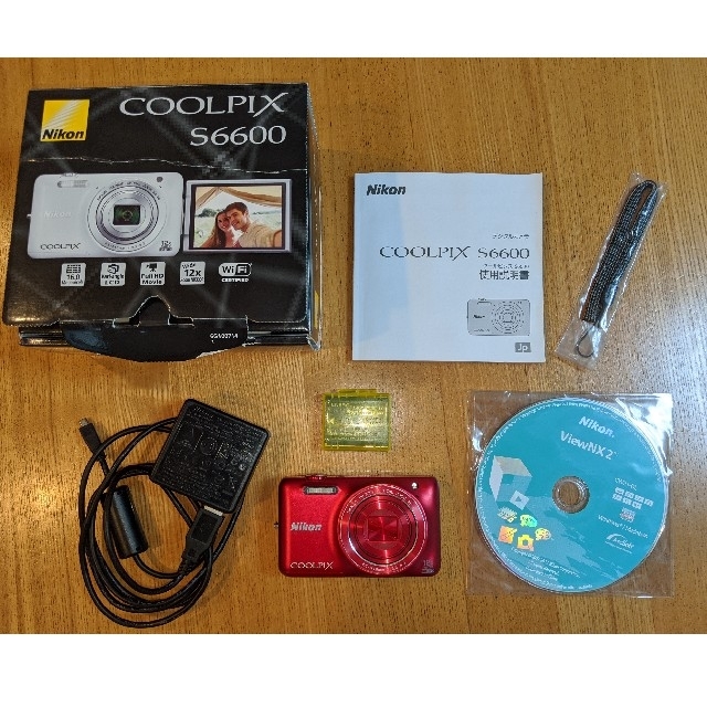 ★デジカメ　COOLPIX S6600　レッドコンパクトデジタルカメラ