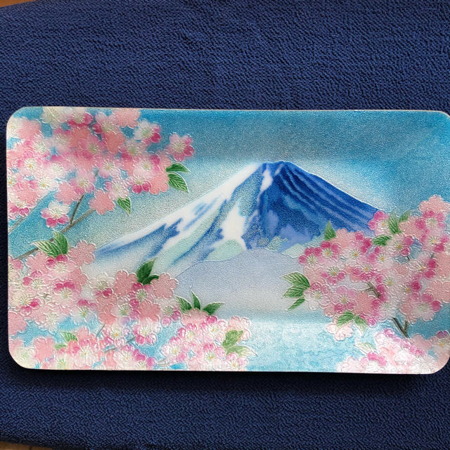 人気新品入荷 七宝焼 富士桜 飾り皿 置物