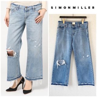 ドゥーズィエムクラス(DEUXIEME CLASSE)のSIMON MILLER カットオフ ダメージ加工デニム ライトインディゴ 26(デニム/ジーンズ)