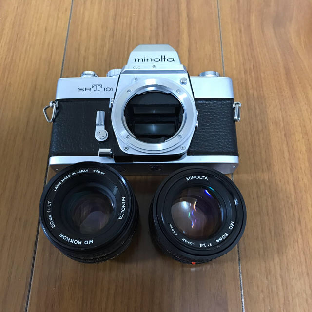 minolta SR-T101フィルムカメラ(レンズ2本、フィルム2本付き)