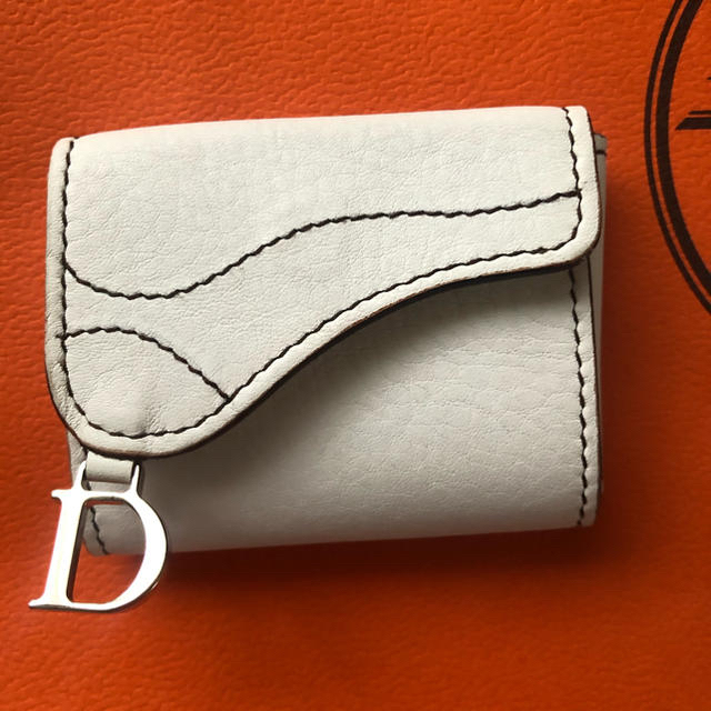 ファッション小物Dior真っ白ブランのミニサドルバッグ　アクセサリーケース　CDレアディオール