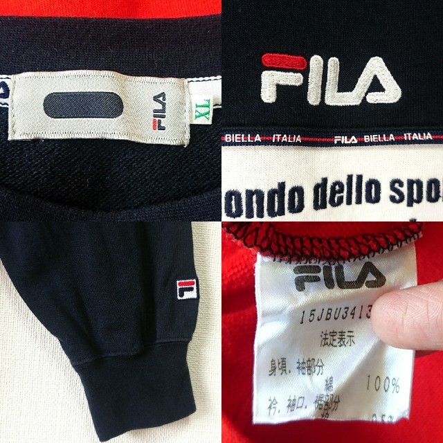 美品 FILA トレーナー トリコロール 刺繍ロゴ 大きいサイズ メンズ XL 3