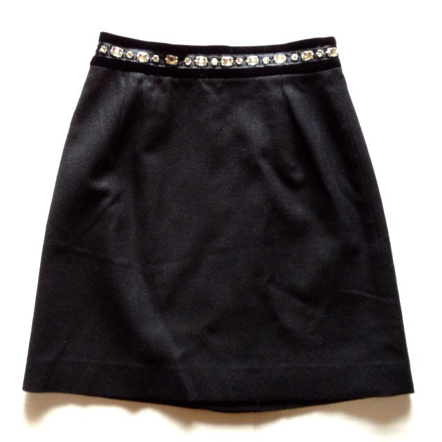 Xmissクリアビジュー付スカート35黒 レディースのスカート(ひざ丈スカート)の商品写真