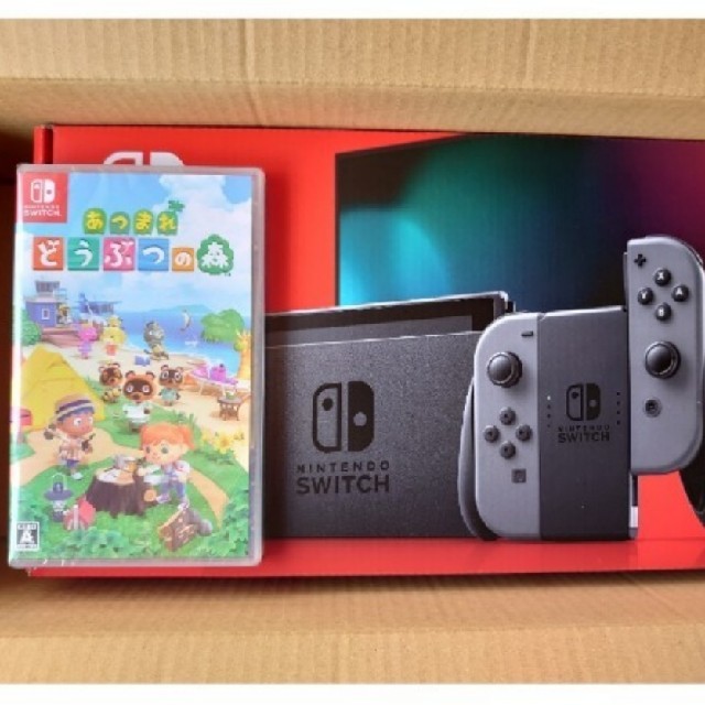 ニンテンドースイッチ　グレー　本体　あつまれどうぶつの森　ソフト