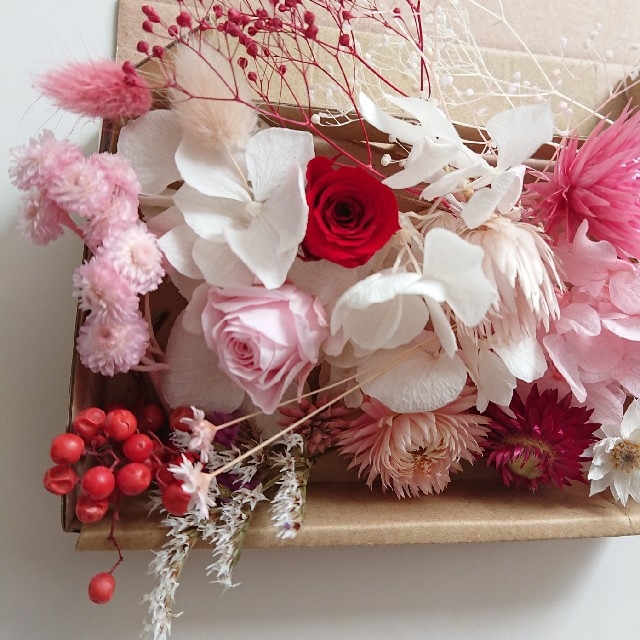花材ピンク系セット ハンドメイドのフラワー/ガーデン(プリザーブドフラワー)の商品写真