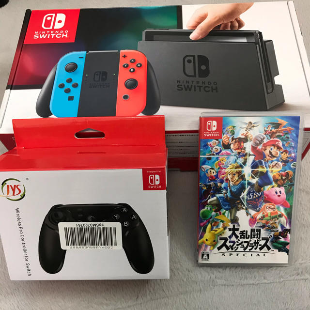 ゲームソフトゲーム機本体Switch+無線コントローラー+大乱闘スマッシュブラザーズのセット