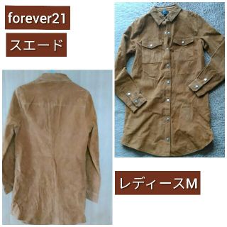 フォーエバートゥエンティーワン(FOREVER 21)のforever21 スエード　ロングシャツ　キャメル色　(　ブラウン)Mサイズ(シャツ/ブラウス(長袖/七分))