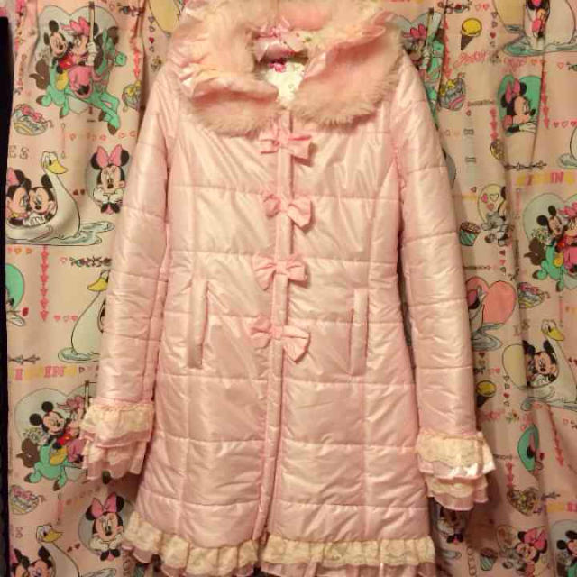 夢展望(ユメテンボウ)のリボン ダウン ピンク レディースのジャケット/アウター(ロングコート)の商品写真