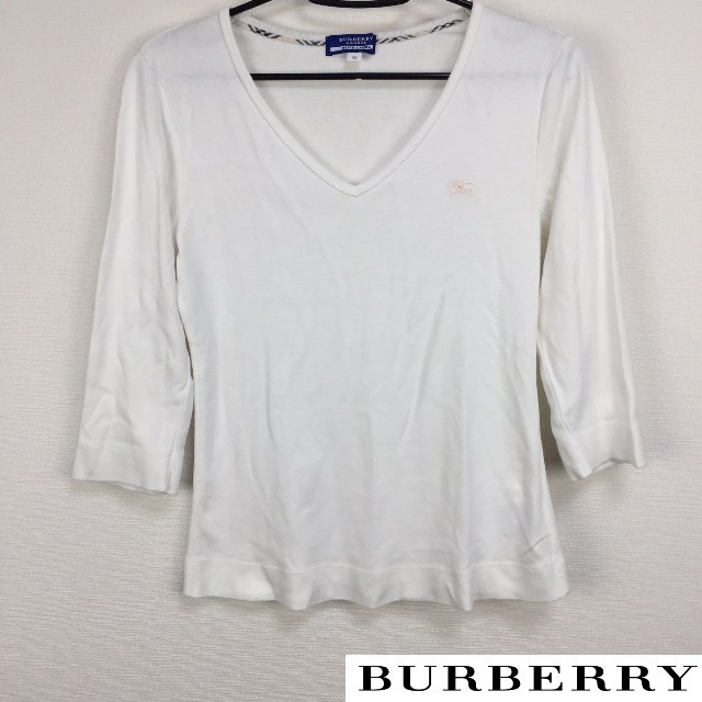 BURBERRY BLUE LABEL(バーバリーブルーレーベル)の美品 BURBERRY BLUE LABEL 7分袖Tシャツ ホワイト レディースのトップス(Tシャツ(長袖/七分))の商品写真