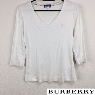 バーバリーブルーレーベル(BURBERRY BLUE LABEL)の美品 BURBERRY BLUE LABEL 7分袖Tシャツ ホワイト(Tシャツ(長袖/七分))