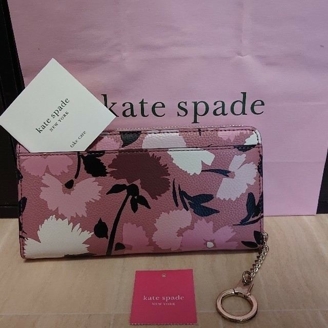 kate spade new york(ケイトスペードニューヨーク)のショップ袋付き ケイトスペード 便利なキーリング付きタイプ ラウンド ファスナー レディースのファッション小物(財布)の商品写真