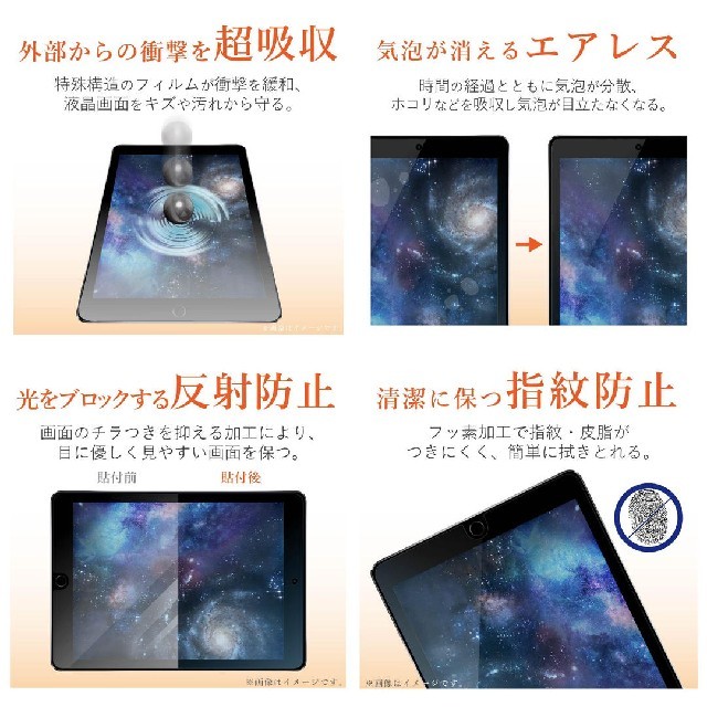 ELECOM(エレコム)の安心の日本製！iPad 9.7インチ 液晶保護フィルム 衝撃吸収 反射防止 スマホ/家電/カメラのPC/タブレット(タブレット)の商品写真