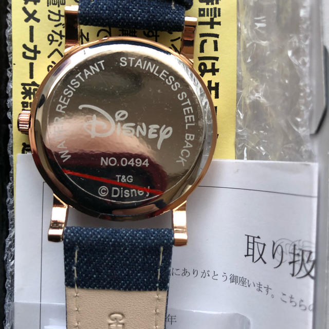 腕時計ミッキ－天然ダイヤモンド本革腕時計/デニムベルト/ ダ－クブル