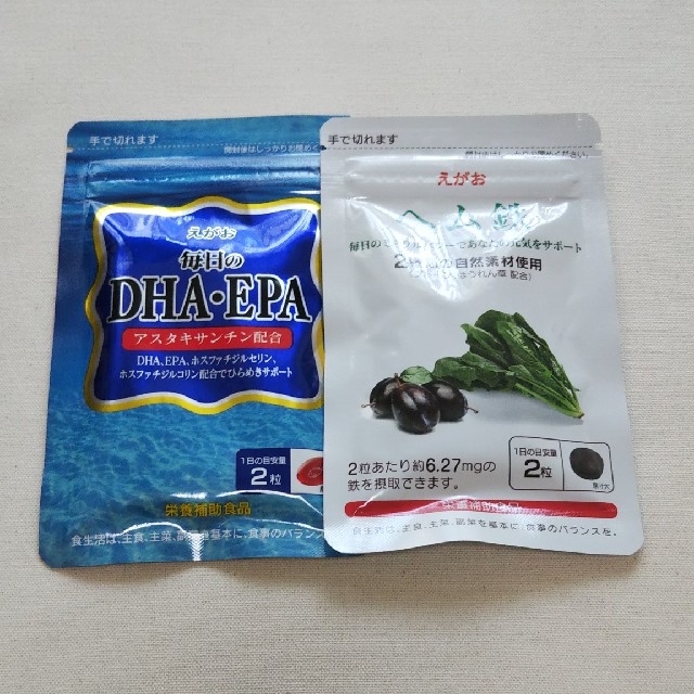 えがお(エガオ)の【新品未開封】えがお DHA・EPA＆ヘム鉄 31日分 食品/飲料/酒の健康食品(その他)の商品写真