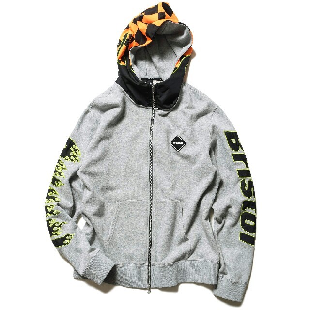 19SS FCRB CHECKER FLAME ZIP UP HOODIE