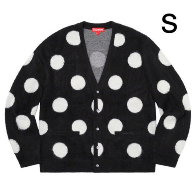 supreme brushed polka dot cardigan