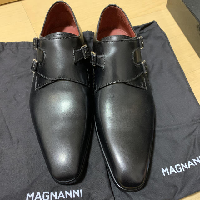 靴/シューズ新品 革靴 マグナーニ MAGNANNI 黒 トリプルモンク 42