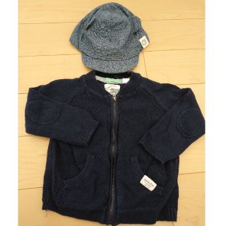 ザラ(ZARA)のザラ ジッパー ブルゾン 帽子 セット 男の子 赤ちゃん アウター ネイビー(カーディガン/ボレロ)