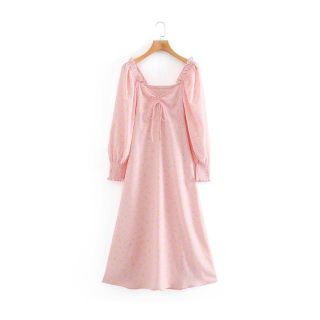 ザラ(ZARA)の1541＊S/S pink 花柄 ワンピース(ひざ丈ワンピース)