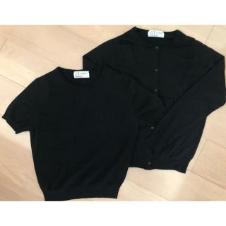 ジョンスメドレー(JOHN SMEDLEY)のジョンスメドレー　レディース　カーディガン&半袖ニットの2点セット　アンサンブル(ニット/セーター)