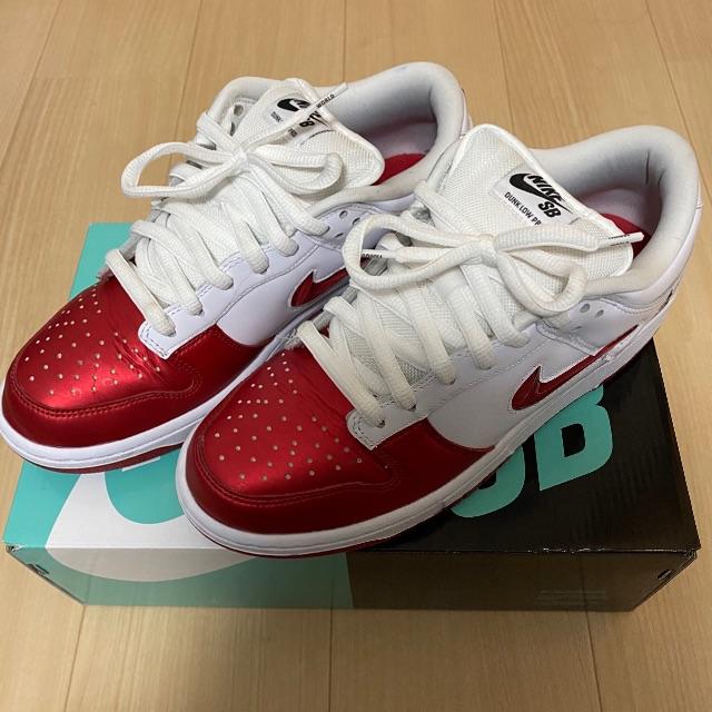 NIKE SUPREME SB DUNK white red 27cm