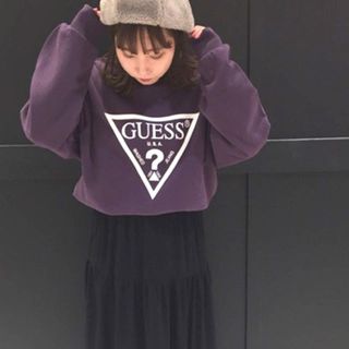 ゲス(GUESS)の別注 guess パープル　プルオーバー スウェット　トレーナー(トレーナー/スウェット)