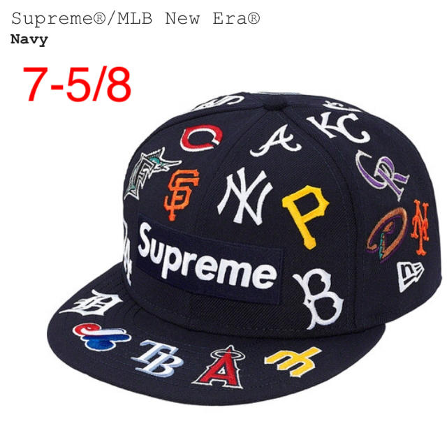Supreme MLB New Era Navy 7-5/8 ニューエラ