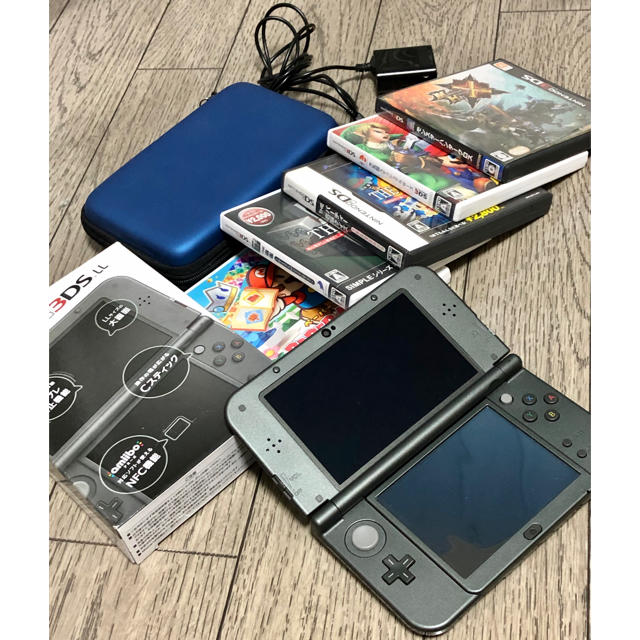 3DSLLブラック本体+ソフト5本+充電器+ケース