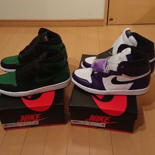 ナイキ(NIKE)のAIR JORDAN 1 court purple 27cm pine gree(スニーカー)