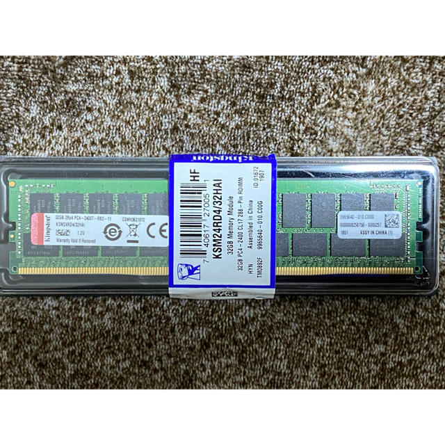 スマホ/家電/カメラKINGSTON DDR4メモリ32gb pc4-2400 (1枚)
