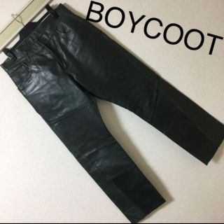 ボイコット(BOYCOTT)の良品◆BOYCOOT ボイコット◆レザー パンツ ストレート ダークグリーン 3(その他)