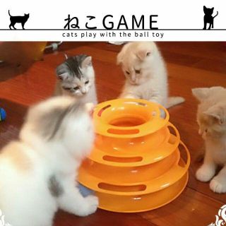 猫 おもちゃ 猫用品 ボール 回転 くるくる タワー 喜ぶ かわいい　オレンジ(猫)