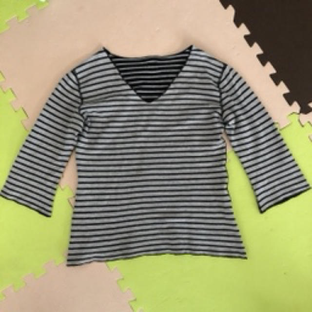 PETIT BATEAU(プチバトー)のプチバトー　リバーシブルボーダーカットソー　7分袖 キッズ/ベビー/マタニティのキッズ服男の子用(90cm~)(Tシャツ/カットソー)の商品写真