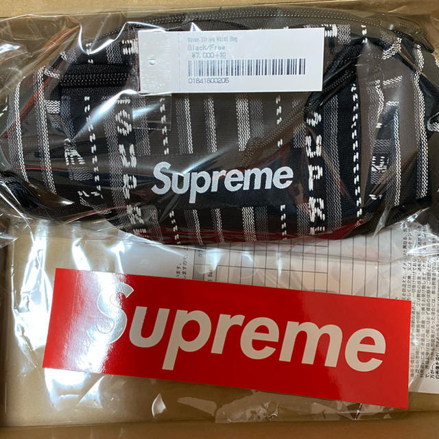 Supreme Woven Stripe Waist Bag ウエストバッグ 黒 売れ筋商品