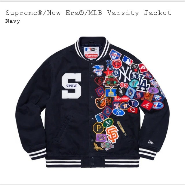 人気ショップ supreme - Supreme スタジャン new navy Jacket varsity