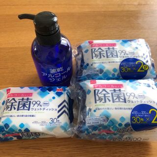 アルコールジェル300mlと除菌ウェットティッシュ150枚(アルコールグッズ)