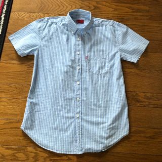 リーバイス(Levi's)のボタンダウンシャツ　リーバイス　半袖　水色チェック　Mサイズ(Tシャツ/カットソー(半袖/袖なし))