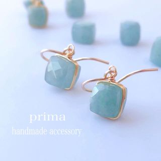 再販▷キューブアクアマリン イヤリング／ピアス(ピアス)