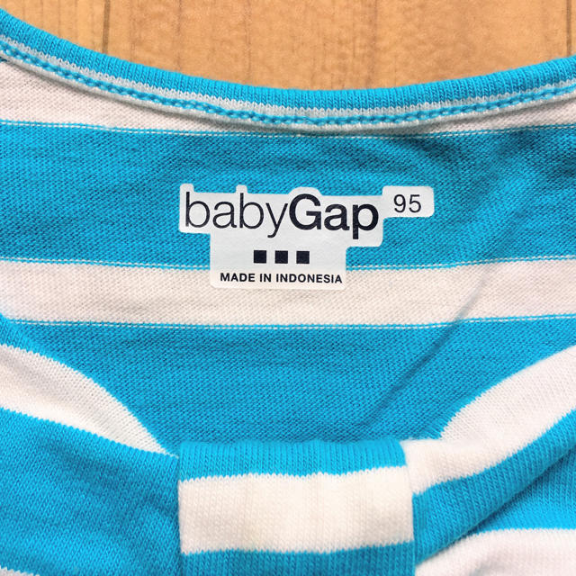 babyGAP(ベビーギャップ)のベビーギャップ　ターコイズボーダー　チュニックワンピース 95cm キッズ/ベビー/マタニティのキッズ服女の子用(90cm~)(ワンピース)の商品写真