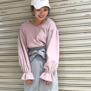 ダブルクローゼット(w closet)の新品 w closet フリル袖プルオーバー(カットソー(長袖/七分))