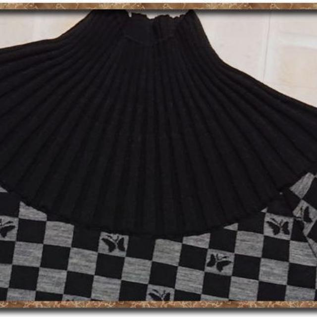 HANAE MORI(ハナエモリ)のハナエモリ　ジャガードハイネックニット　黒×グレー レディースのトップス(ニット/セーター)の商品写真