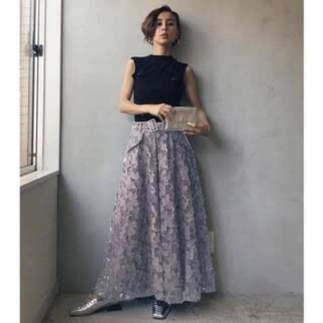 ameri vintage lace skirt ラベンダーロングスカート