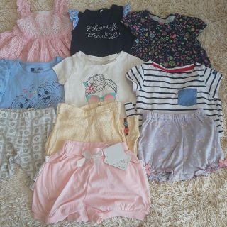 ベビーギャップ(babyGAP)の新品パンツ、ベビーギャップアイレットワンピース含☆サイズ80 女の子夏服まとめ売(ワンピース)