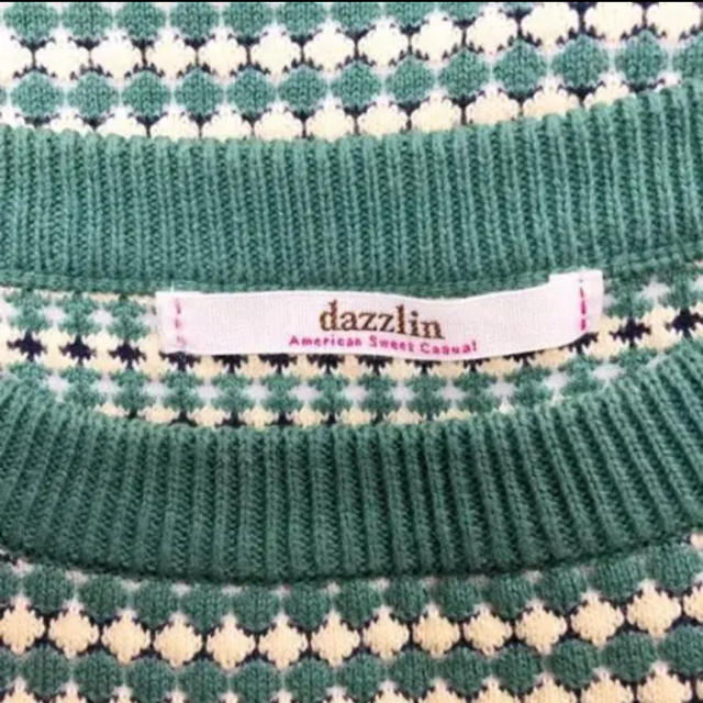 dazzlin(ダズリン)の美品 ダズリン dazzlin 半袖 ワンピース 秋服 ワンピ ニット グリーン レディースのワンピース(ひざ丈ワンピース)の商品写真