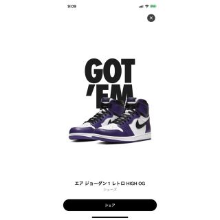 ナイキ(NIKE)のNIKE AIR JORDAN 1 エアジョーダン1 aj1 purple(スニーカー)