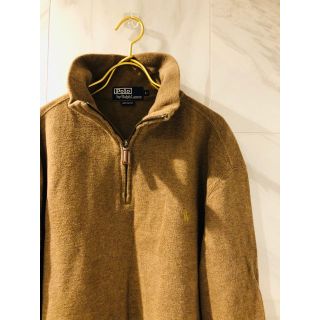 ポロラルフローレン(POLO RALPH LAUREN)の美品 ポロ ラルフローレン ハーフジップ スウェット ニット ブラウン 茶色 L(スウェット)