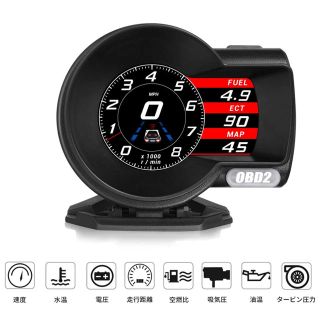 車用 スピードメーター ヘッドアップディスプレイ HUD OBD2 DC12V(車内アクセサリ)