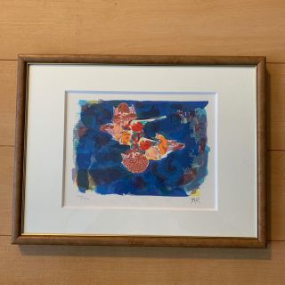 ○市野龍起 リトグラフ作品 『鴛鴦』箱と袋付 サインあり