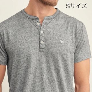 アバクロンビーアンドフィッチ(Abercrombie&Fitch)の★Abercrombie【S】大人気のメンズヘンリーネックワンポイント刺繍半袖T(Tシャツ/カットソー(半袖/袖なし))