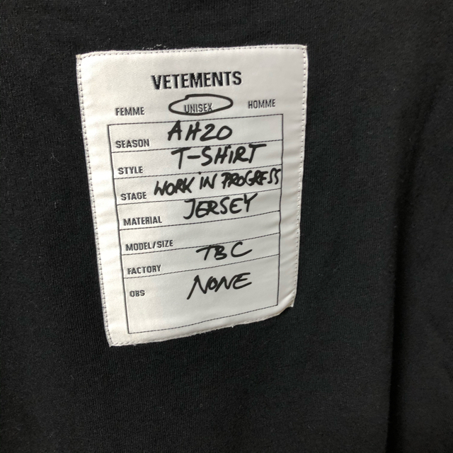 vetements 19AW ATELIER PATCH T-SHIRTメンズ